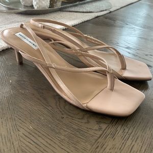 Saks Fifth Avenue store brand nude leather sandals